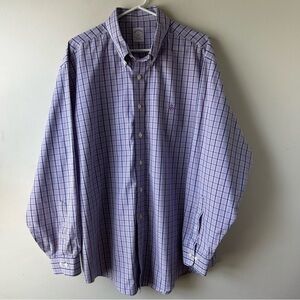 Brooks Brothers 365 Original Polo Shirt Plaid Button Down Purple Blue XL